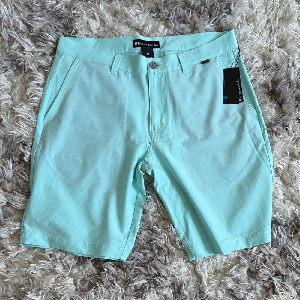 Travis Mathew Light Green Flat Front Shorts